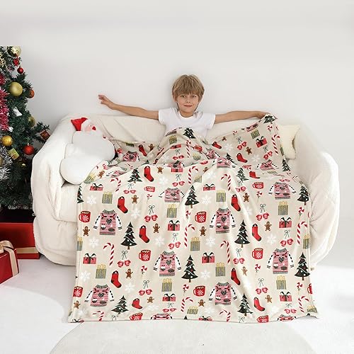 Softan Kids Christmas Blanket for Girls & Boys, Warm Soft Toddler Flannel Blankets for Sofa Couch Bed， Cozy Fuzzy Plush Flannel Kids Throw Blanket for Daycare & School - Christmas Tree 50x60 inches