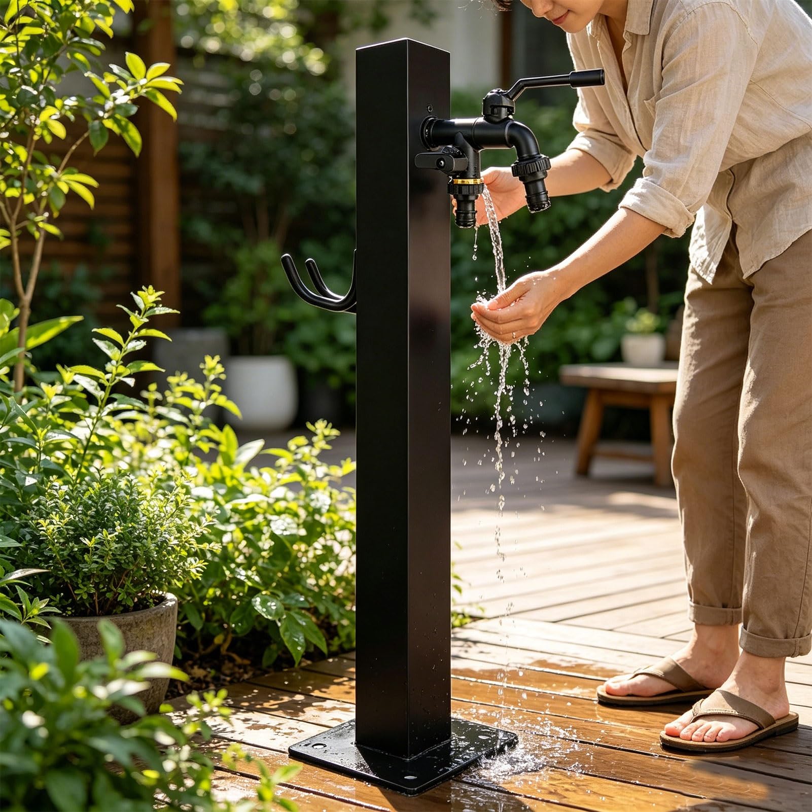 Sxbhdm One Color 304 Stainless Steel Outdoor Garden Water Column With Faucet, Freestanding Floor Mounted Hydrant Water Tap, Anti-Freeze Faucet Water Column For Irrigation Washing(Height: 60Cm/23.6In)