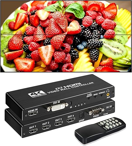 avedio links - Controlador de pared de video HDMI 2x2, procesador de pared de TV DVI HDMI 1080P a 60Hz con salida de audio, procesador de imagen de disponible en Yaxa Peru