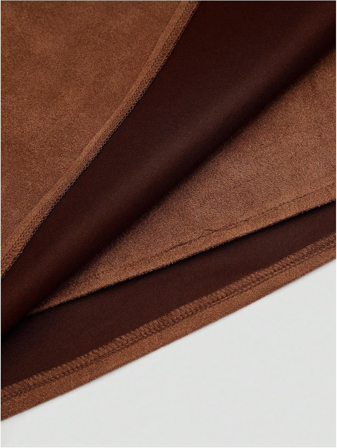 SweatyRocks Women's Plus Size Faux Suede Bodycon Mini Skirt High Waist Ruched Asymmetrical Short Skirt - Image 5