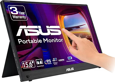 ASUS ZenScreen Touch 16” USB-C Portable Monitor – Full HD, IPS, Built-in Battery, Eye Care, Kickstand & Tripod, Compatible with Laptops & Smartphones