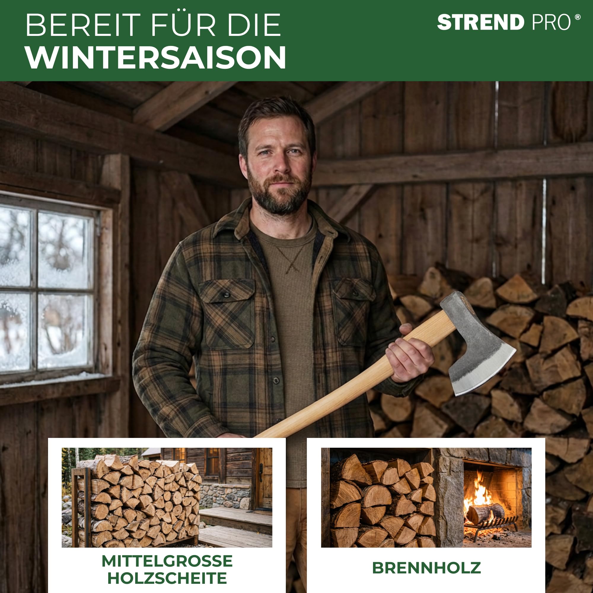 STREND PRO Spaltaxt A633 Sandblaster 1800 g | Eschenholzstiel 900 mm | gehärtete Schneide | Spaltaxt für Holz Spaltbeil Brennholz spalten Holzspalten Forstaxt Holzhacken Holzarbeiten