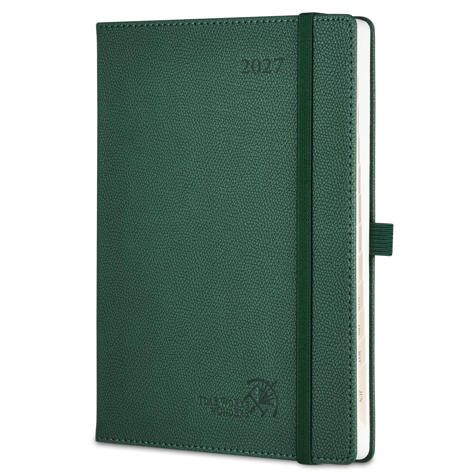 POPRUN A5 2027 Diary Week To View Pu Hardback Weekly Planner Horizontal