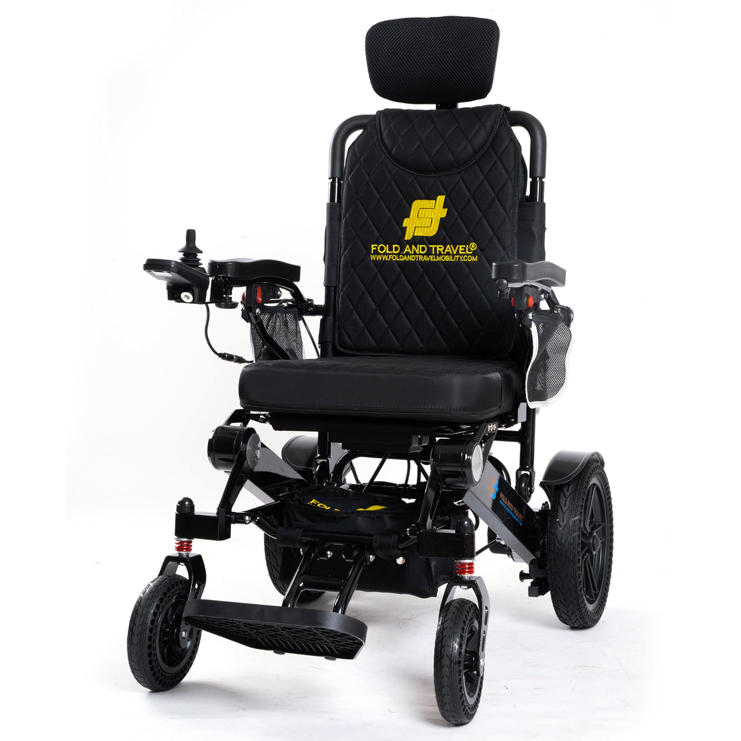 Fold And Travel Enhanced Mobility Lightweight Foldable Electric Wheelchair for Seniors and Adults, Ideal Travel Companion with Portable Power Chair (1 Battery 15+ Miles Range, Black Seat)