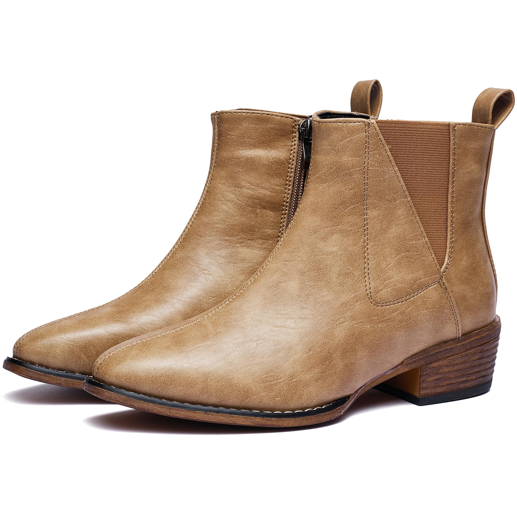 Women's Ankle Boots Mid-height Heels Chelsea Zipper Dressy Booties