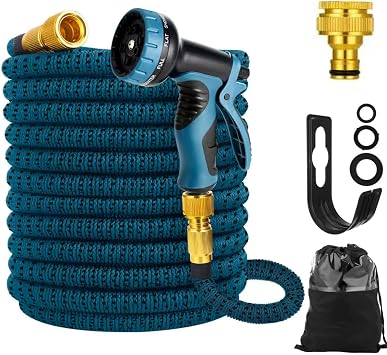 Expandable Garden Hose 75ft - Expanding Water Hose with 10 Function Nozzle, 3/4" &1/2'' Fitting Connectors, Easy Storage Garden Water Hose