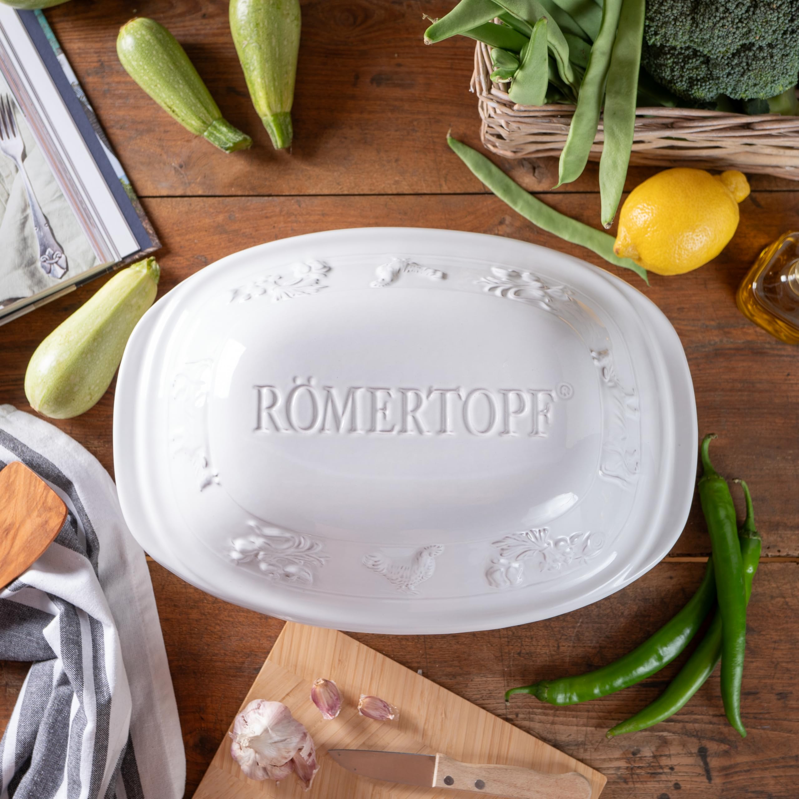 Römertopf RUSTICO Cocotte pour 4 personnes – Cocotte de 3 litres avec couvercle en céramique – Pour mijoter, rôtir et cuire à la vapeur – Passe au four