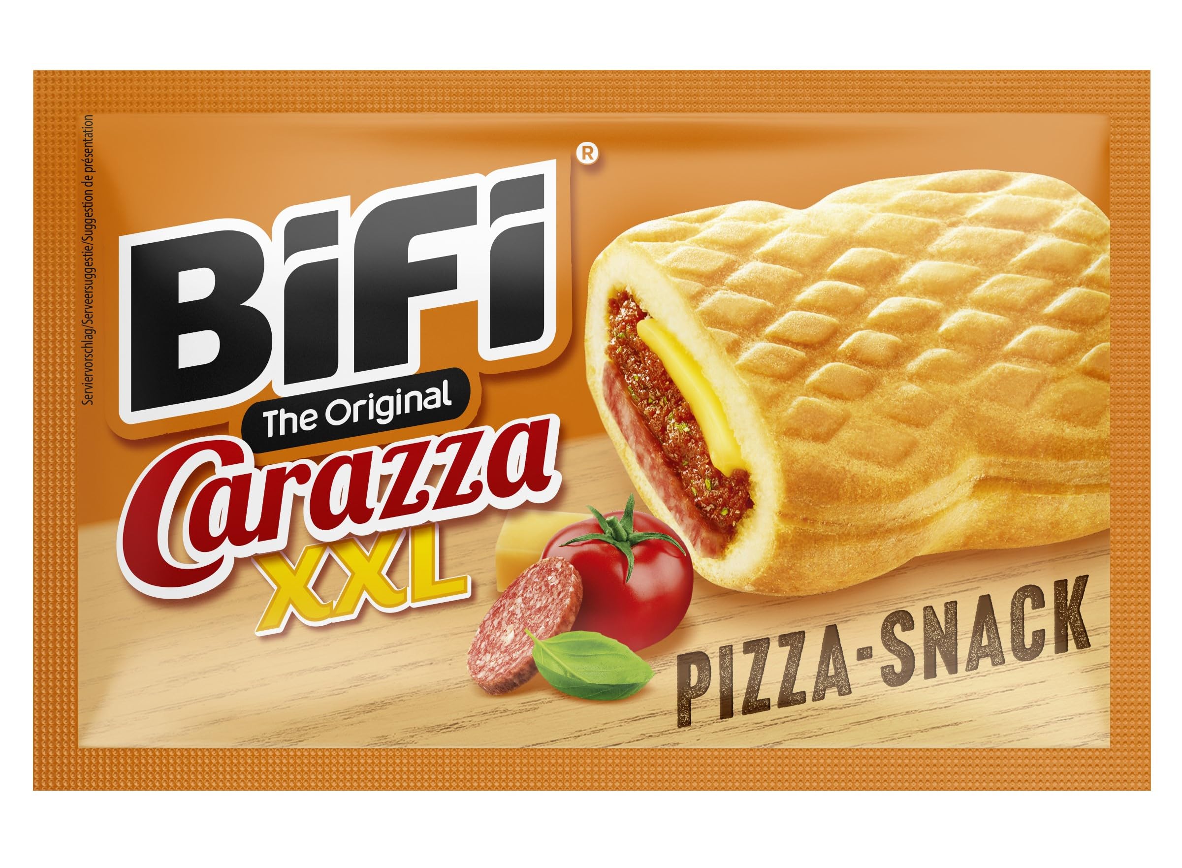 BiFi Carazza Original XXL - Aperitivos de pizza, pack de 16 bolsitas (75 g cada una), minipizzas para llevar, para viajes, oficina y pausa del mediodía, con salami, salsa de pizza y queso