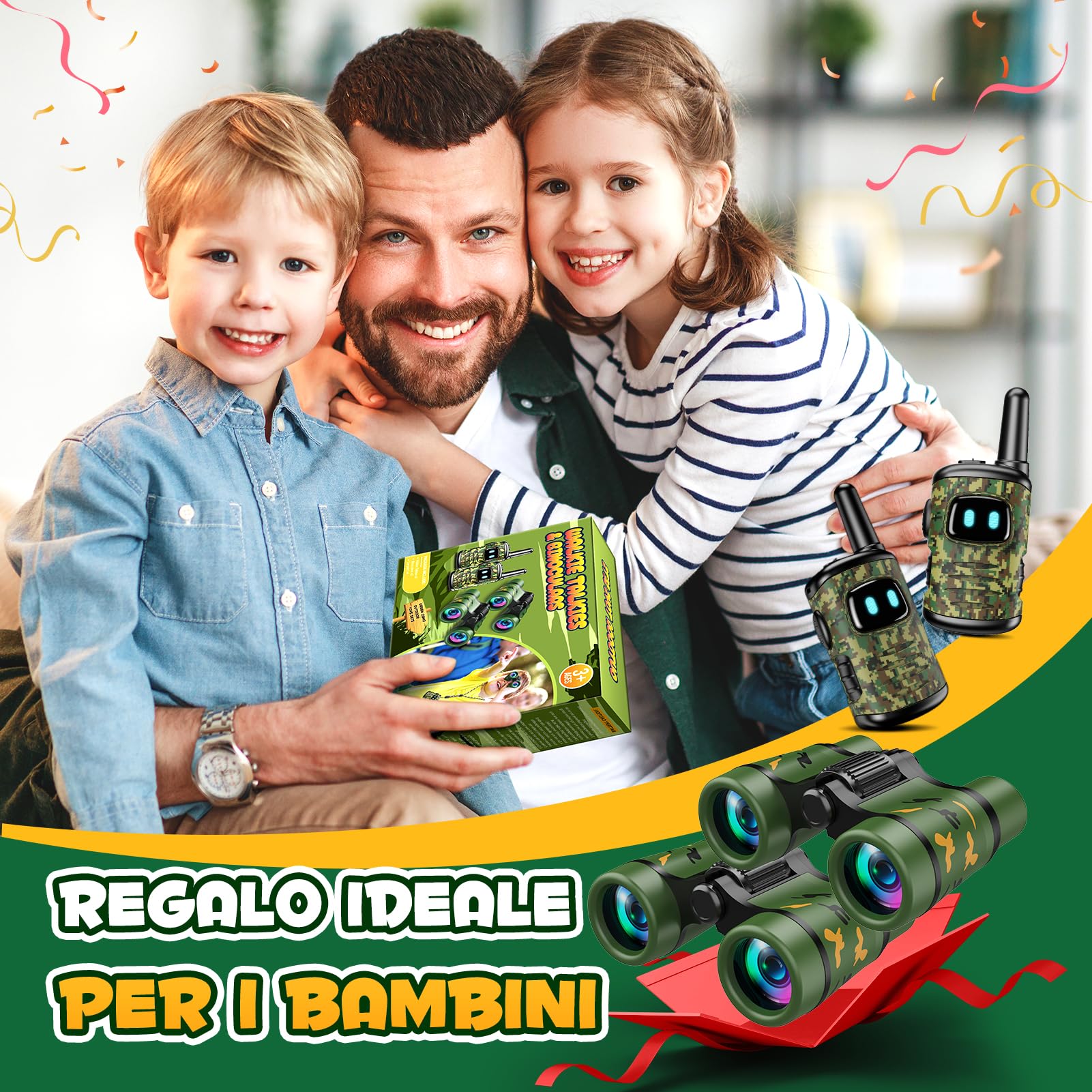 Dislocati Giochi Bambino 3-9 Anni Maschio, Walkie-talkie Bambini Regalo Bambino 3-9 Anni Binocolo Bambini Giochi da Giardino per Bambini Giochi all'aperto per Giocattoli Bambino Regali di Natale