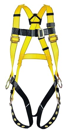 MSA 10072493 Workman Harness with Back/Hip D-Rings, Tongue Buckle Leg Straps and Qwik-Fit Chest Strap, Super X-Large,Yellow