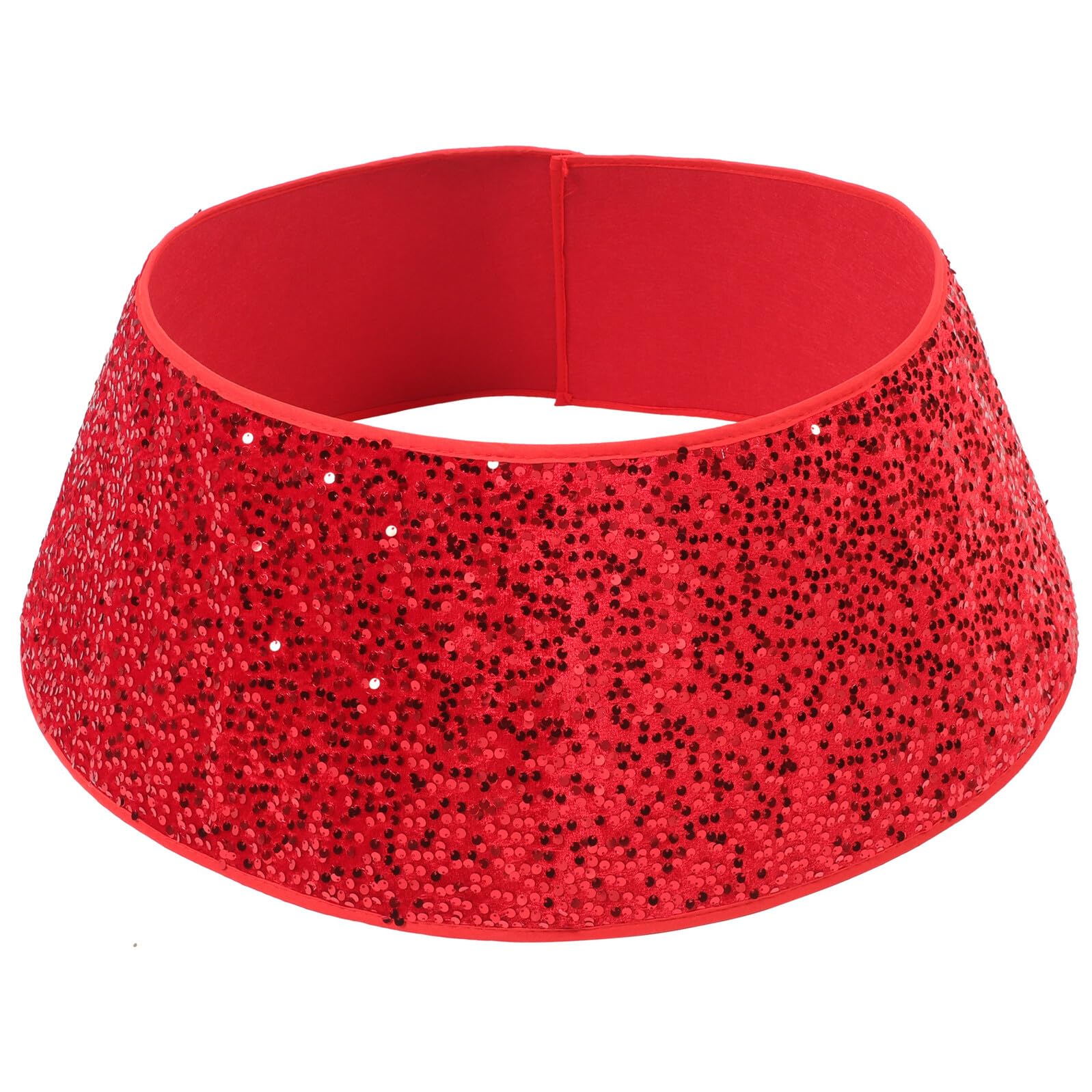 Jupe de sapin de Noël rouge de 90 cm avec paillettes pour decoration festive d'hiver