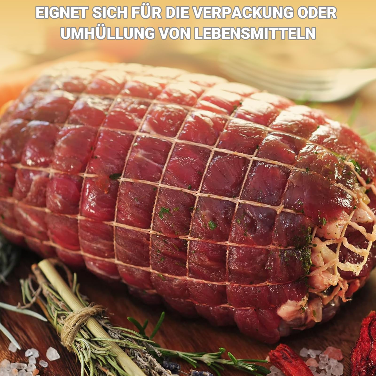 1 sztuka siatka na mięso do wędzenia, siatka na szynkę, siatka na rouladen, odporna na wysokie temperatury i elastyczna siatka wędzarska (5 m, 18 otworów)