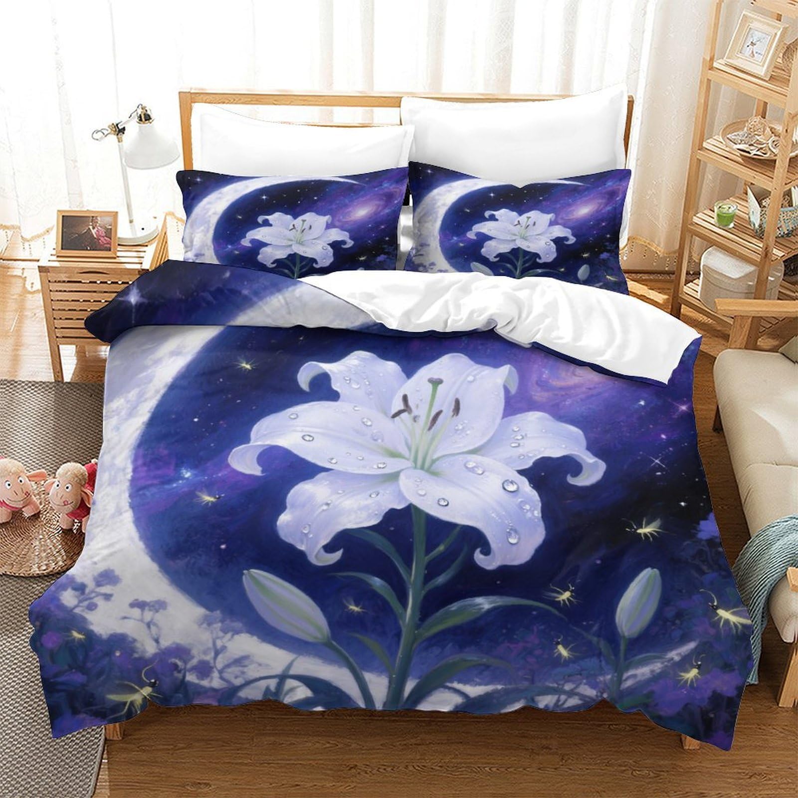 Housse de couette microfibre douce Lily 3D avec fermeture éclair de lit