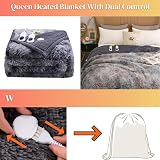 Arcticbear Manta térmica oculta ultra rápida para cama con doble control, manta térmica para cama, manta térmica eléctrica tamaño Queen, 84 x 90 pulgadas