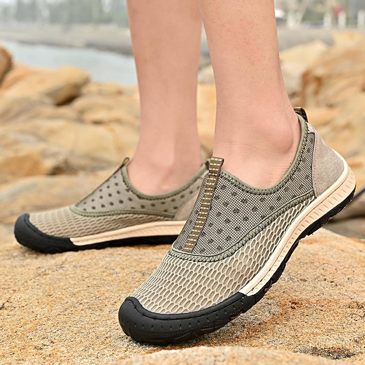 Men's Breathable Mesh Sandals Comfortable Casual Walking Shoes Quick Drying Water Sports Shoes Outdoor Anti-slip Hiking Climbing Off-road Shoes