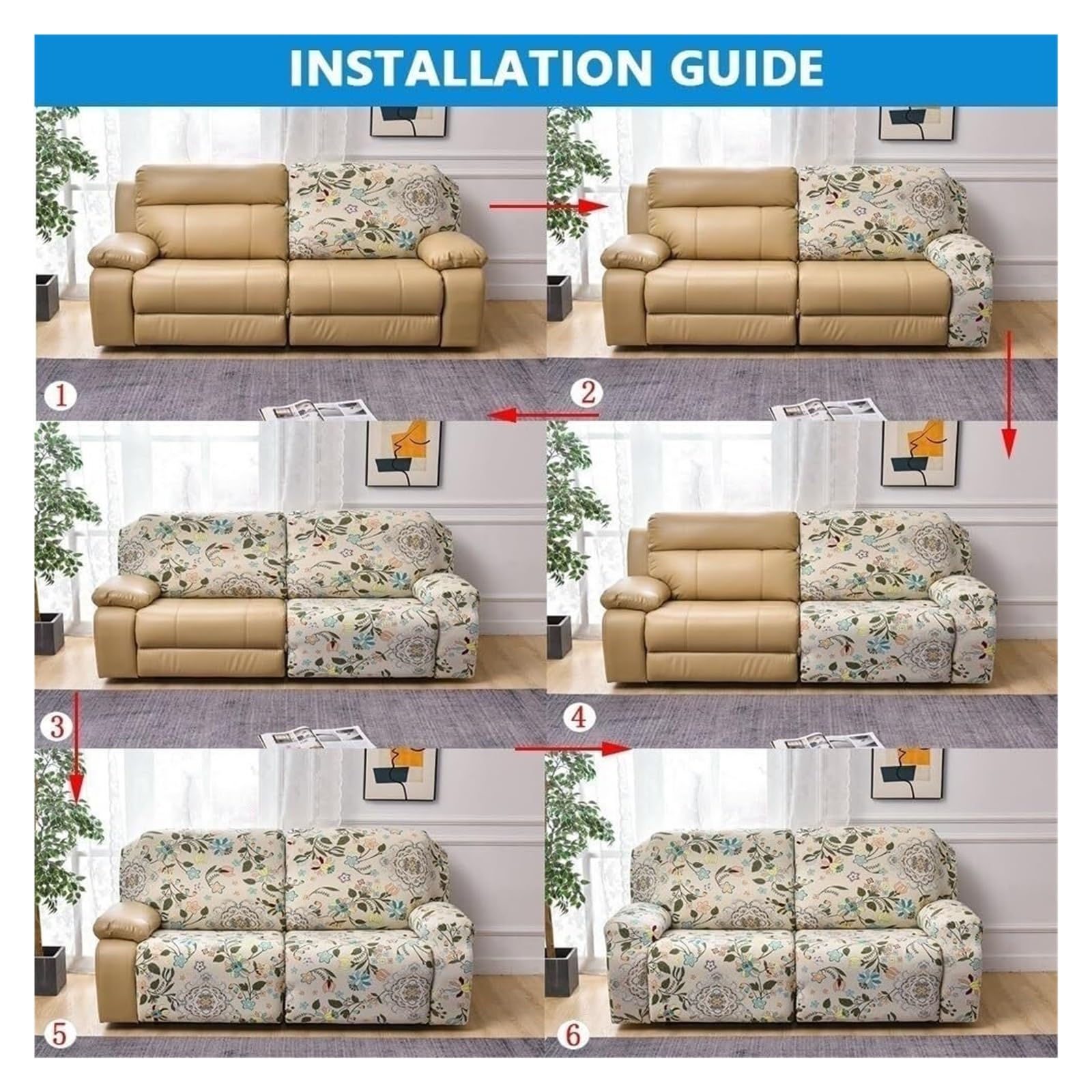 Funda De Sofá Relajante Reclinable Elástica De 2 Plazas, Funda De Sofá Relajante Reclinable Universal con Bolsillos, Funda De Silla Lavable De 6 Piezas, Fundas De Sofá De Masaje Eléctrico(V)