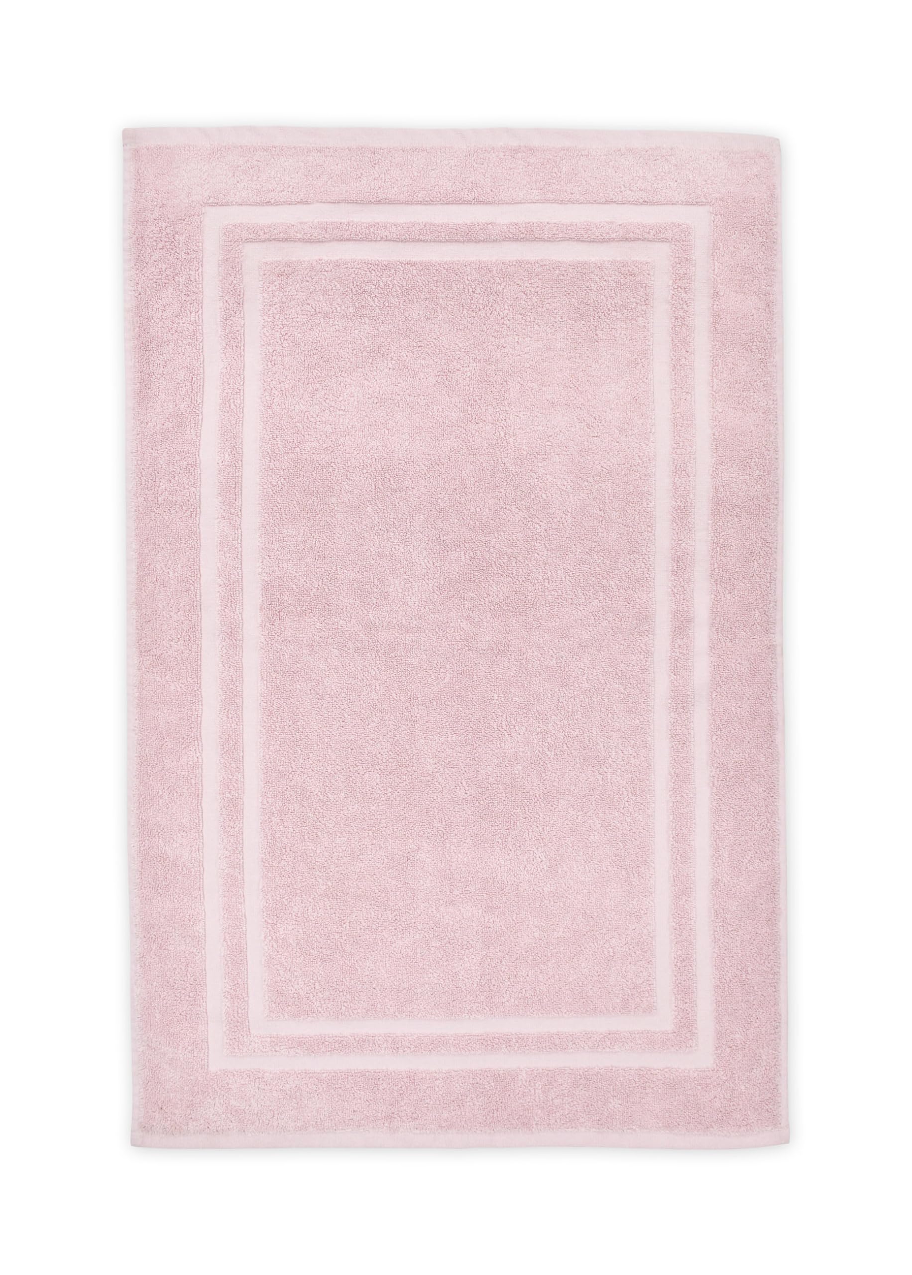 La Maison 100% Cotton Super Soft and Absorbent Bath Mat Shower Mat 50cms x 80cms Hotel Frame Stripe Border (Blush Pink)