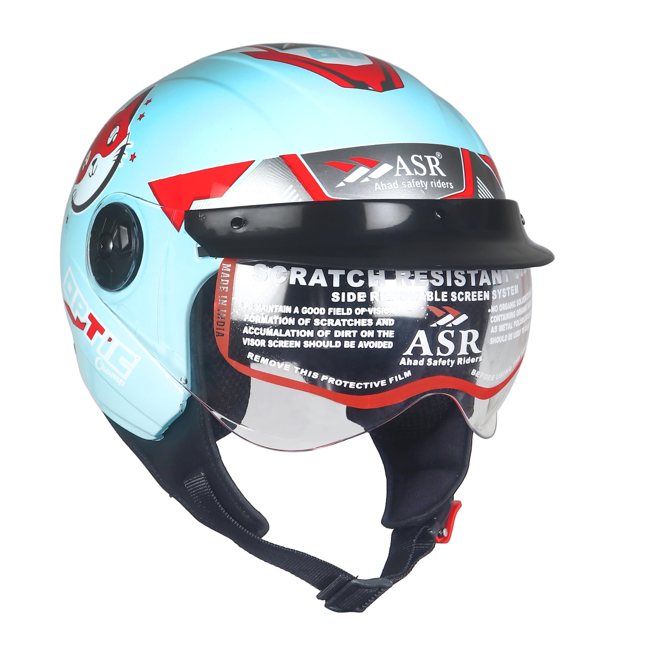 ASR Junior Riders Helmet, High-Impact ABS Shell, Scratch & UV Resistant, Wide-View Visor, ISI Approved, Boys & Girls-image-22