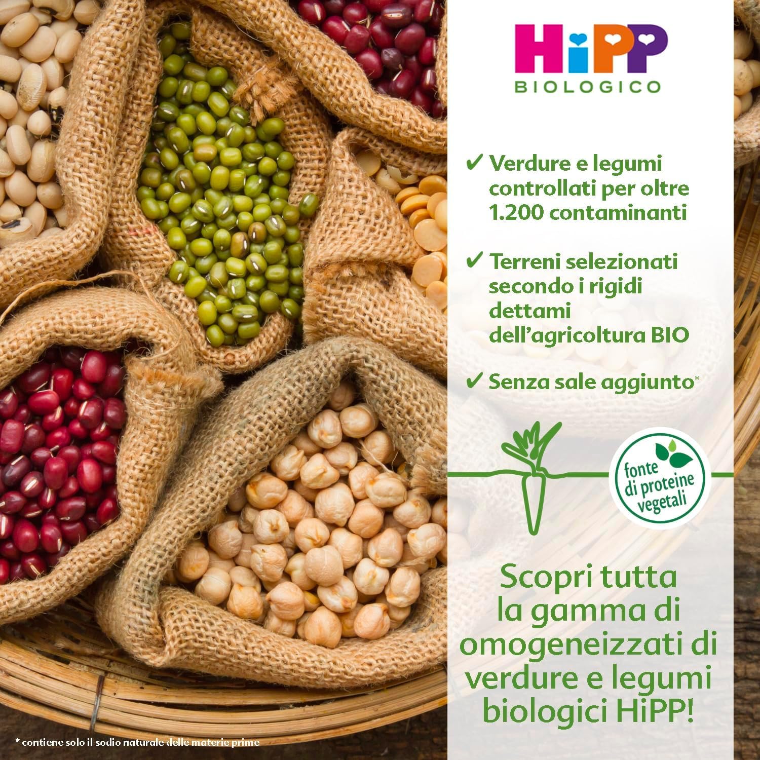 HiPP - Omogeneizzato Biologico per Neonati, Gusto Carote e Lenticchie, Fonte di Proteine Vegetali, 24 Vasetti da 80 gr