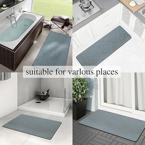 Miniatura 6 de Tapetes de baño finos, tapete de baño de microfibra, alfombras de contorno antideslizantes, bañera a máquina, tapete de baño de piedra de baño de