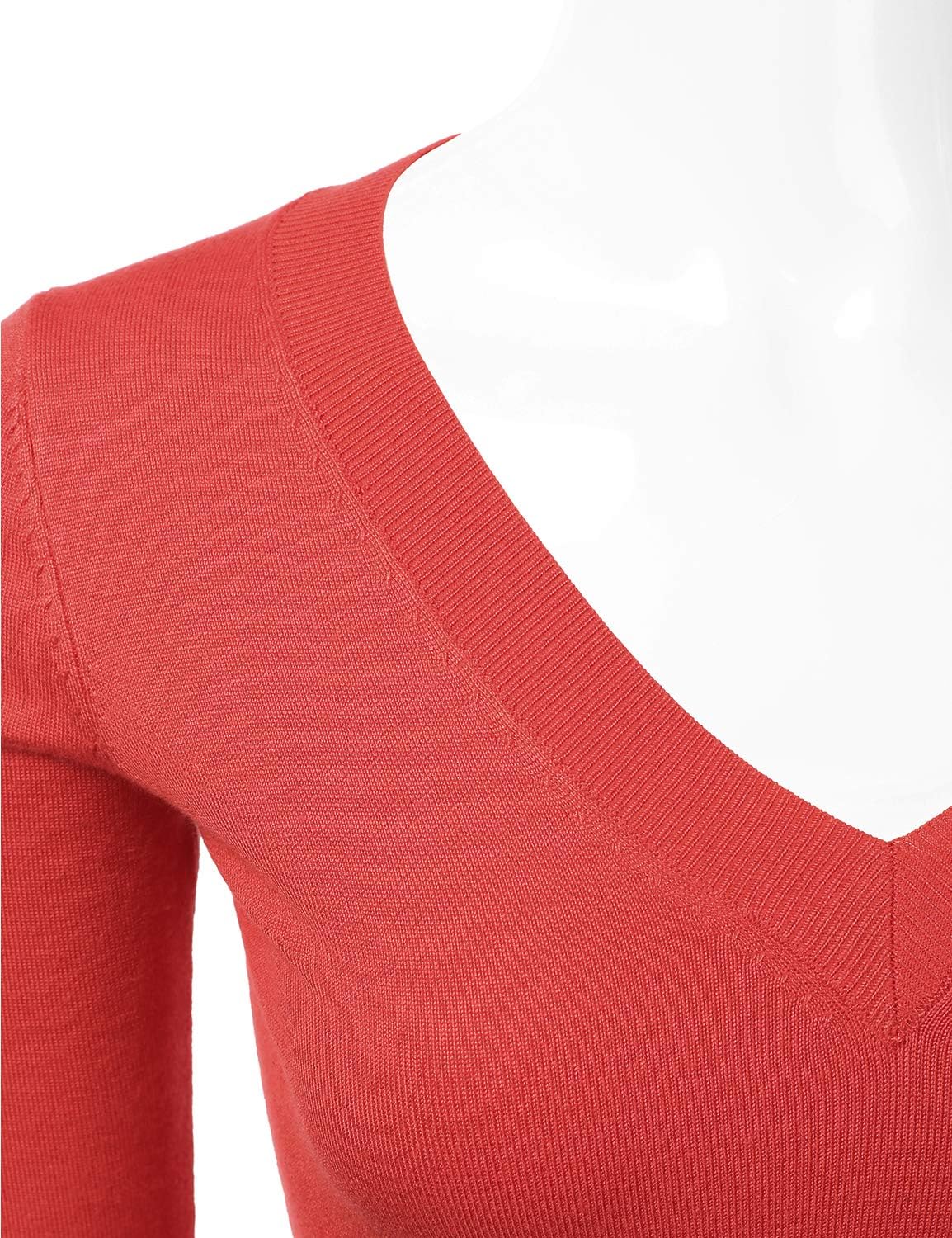 JJ Perfection Simple V-Neck Long Sleeve Pullover Essential Casual Soft Knit Fitted Sweaters for Womens Clothes with Plus Size - Image 4