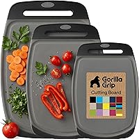 Vista 15 de Gorilla Grip - Tabla de cortar extragrande, mango de fácil agarre, surcos para jugos, antideslizante y gruesa. Apta para lavavajillas, no porosa