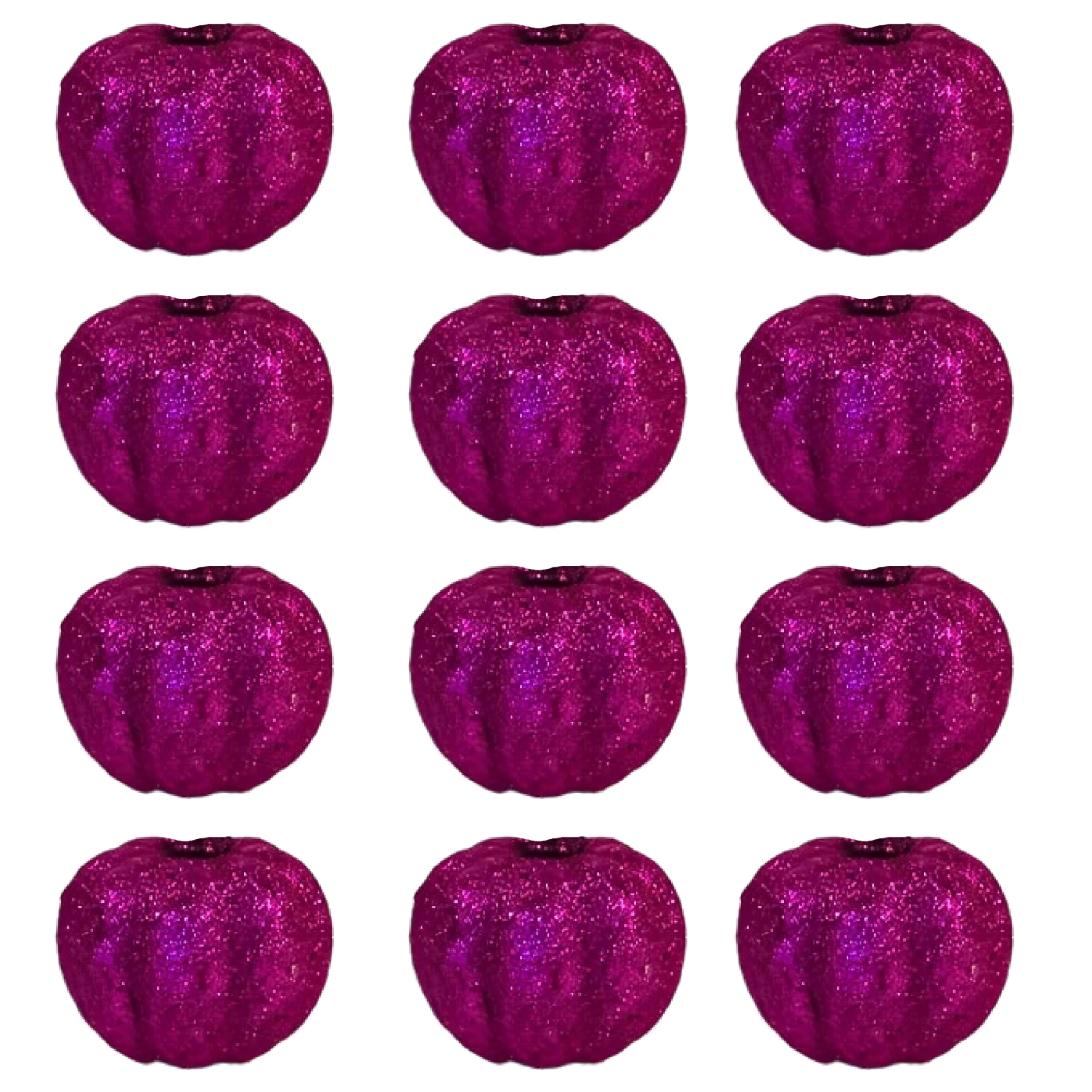 Lizzy 4 Pack Glitter Foam Pumpkins Mini Rustic Harvest Artificial Pumpkins Halloween Holiday Harvest Autumnal Tabletop Home Garden Decoration (Glitter Purple, 4 Pack x 03)