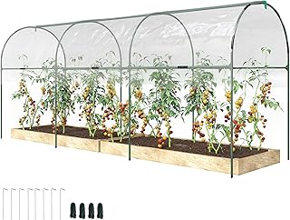 Outsunny Serre de Jardin, Serre à tomates, bâche renforcée, châssis en Acier, pour légumes Plantes Fleurs, pour extérieur, 400 x 123 x 171 cm, Transparent