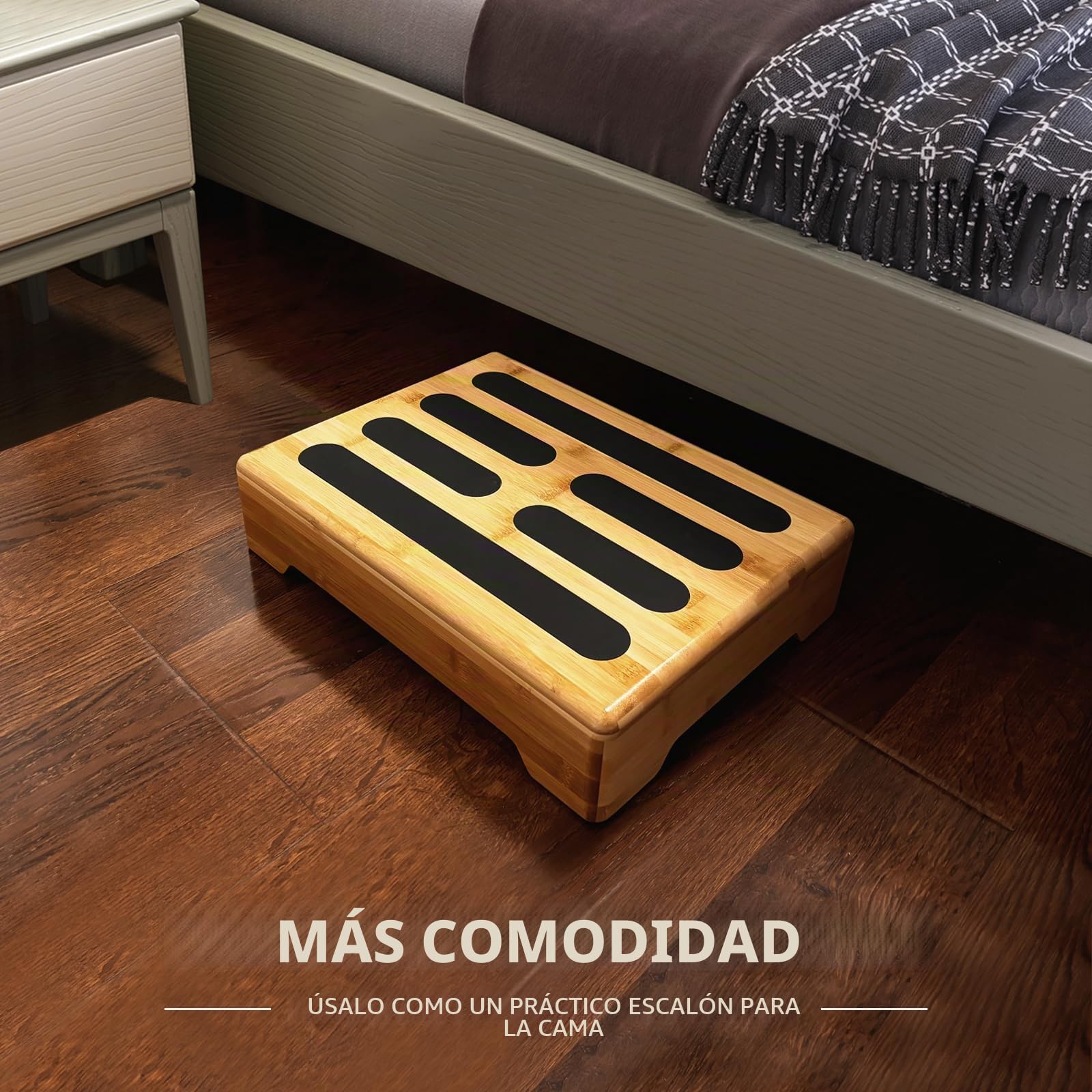 Taburete Bajo de Madera para Niño y Personas Mayores con Almohadilla de Goma Antideslizante, Escalon para Baño, Lavabo, Terraza, Jardín, Squatty Potty, 40 X 30 X 9 cm