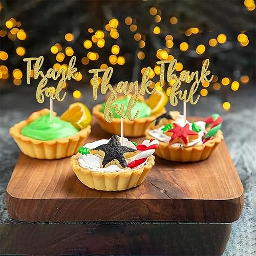 Miniatura 3 de Paquete de 24 adornos para cupcakes con purpurina con purpurina para dar gracias, decoración de pasteles para el día de Acción de Gracias, para baby