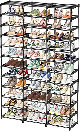 Miniatura 1 de Zapatero de gran capacidad, 72 pares de estantes altos, 3 filas y 12 niveles, organizador de zapatos de metal resistente para entrada, armario,