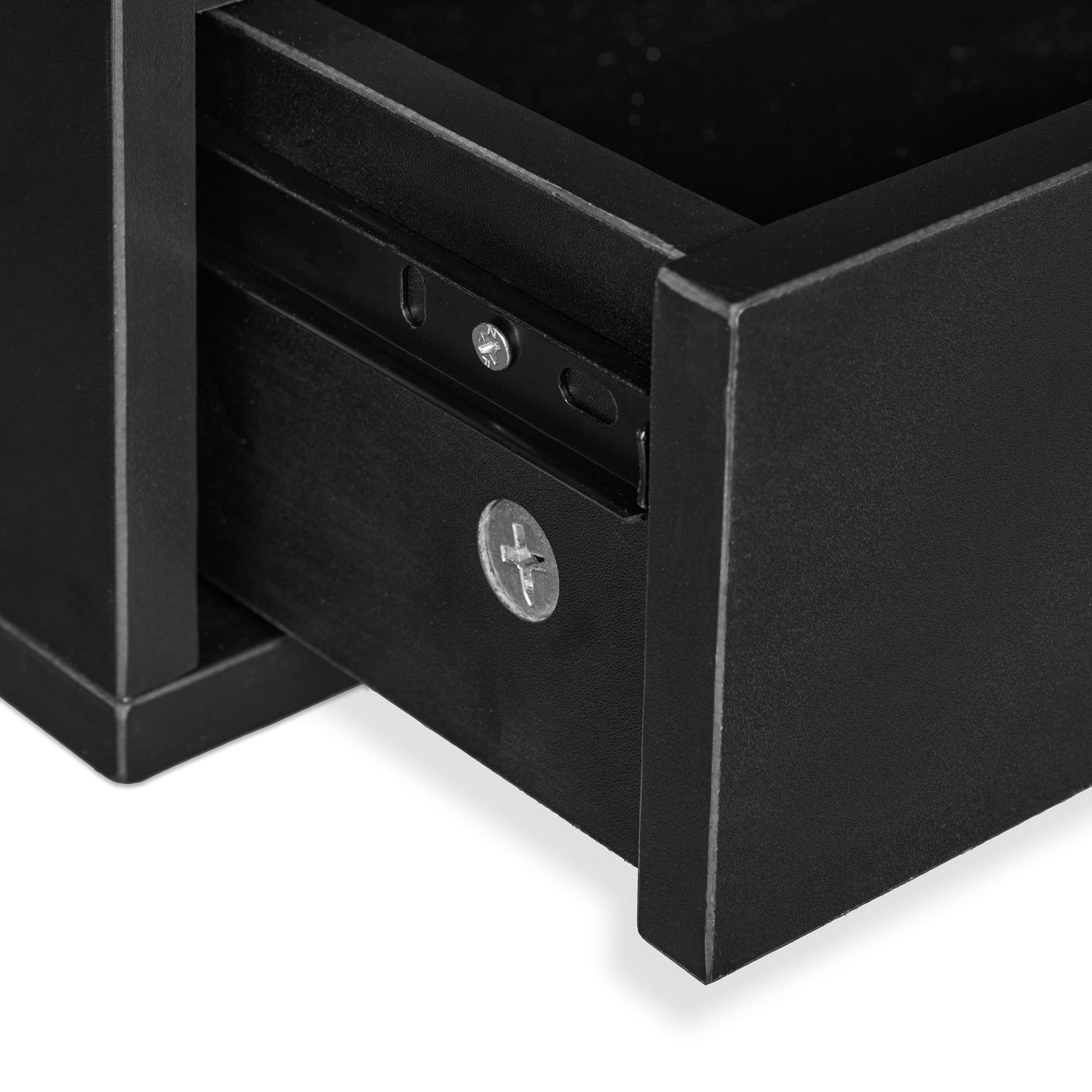 Relaxdays Porta Stampante da Scrivania, Supporto 3 Scomparti, con Cassetto, Portadocumenti, 22x40x30 cm, Organizer, Nero