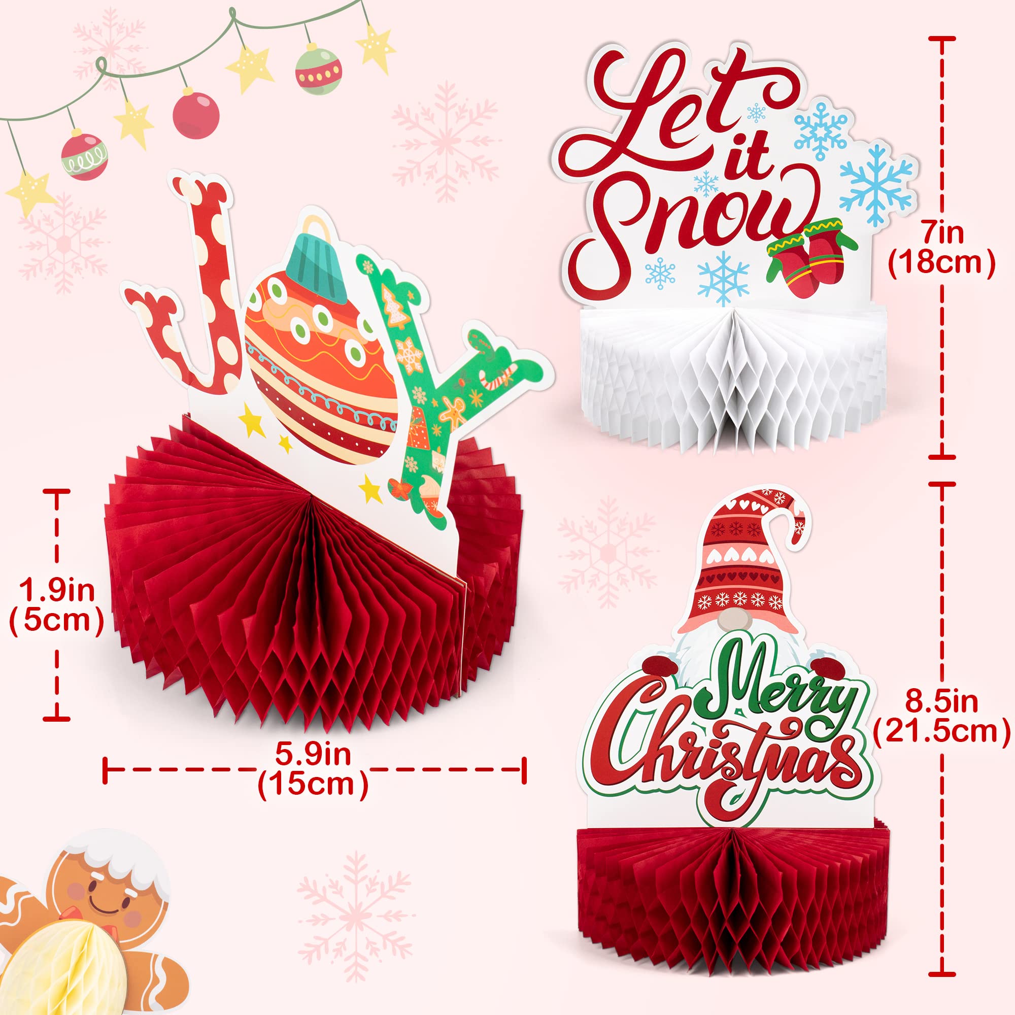 Mocoosy 12 Pack Christmas Party Honeycomb Centerpieces for Table Decorations Christmas centrepiece Table Toppers With Gnome Santa Snowman Centerpieces for Christmas Party Supplies Holiday Xmas Decor - Image 2