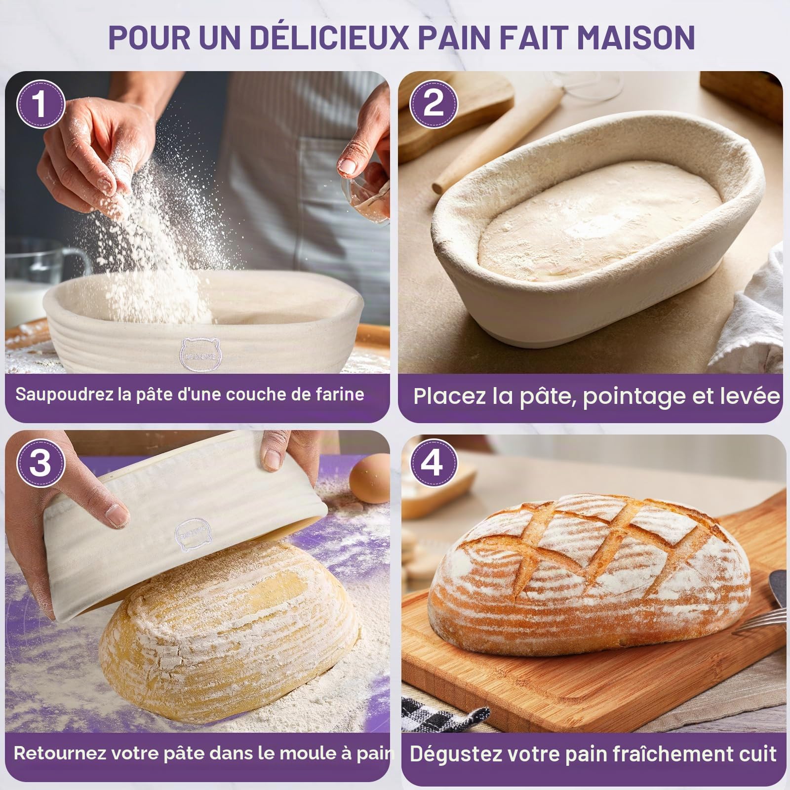 16 Pièces Banneton Pour Painm, Fouet à Pâte, Lame à Pain