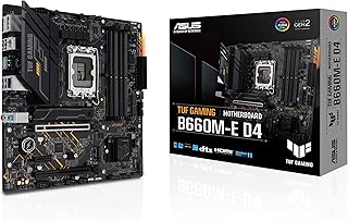 ASUS TUF GAMING B660M-E D4 Intel LGA 1700 mATX Motherboard DDR4 PCIe4.0, 2xPCIe 4.0 M.2, 2.5 Gb Ethernet, DP HDMI USB-C, Aura Sync