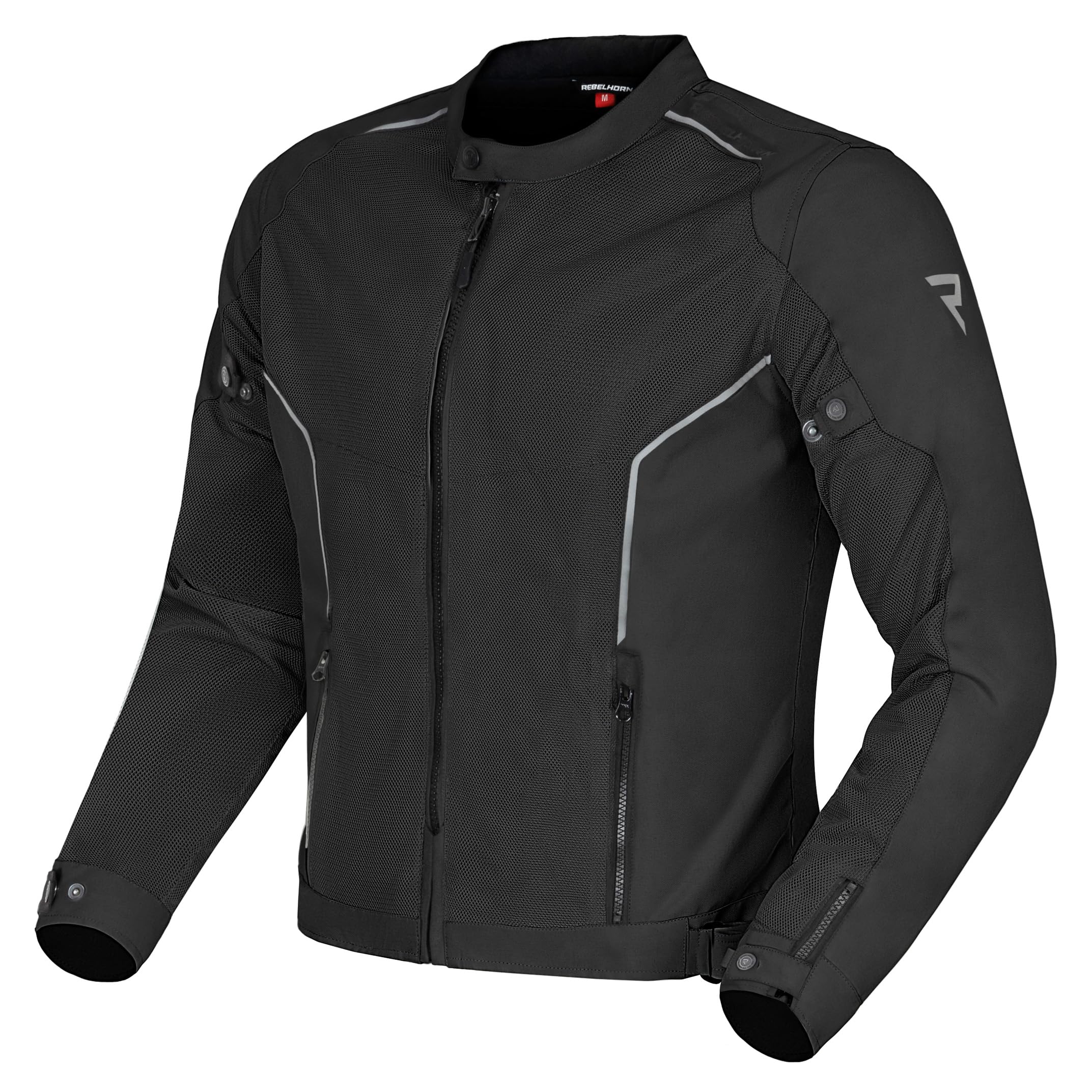 REBELHORN Wave Giacca da Moto Uomo | Tessuto | Pannelli di Ventilazione in Rete | Protezioni Gomiti e Spalle Livello 2 | Tasca per Protezione Schiena | Taglie fino a 10XL
