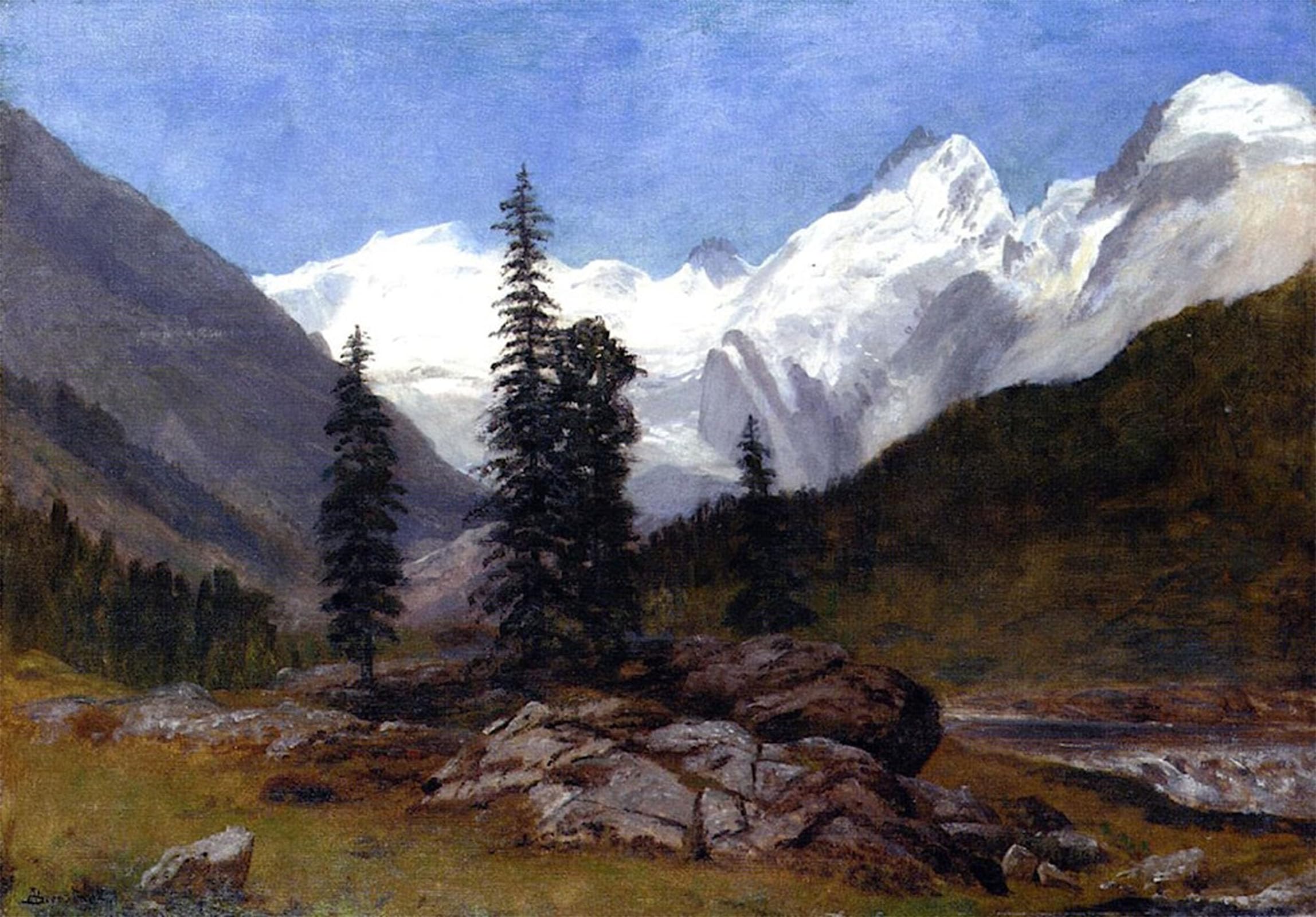 Serendipitp No Frame Vintage Picture Print On Canvas Wall Art Poster Mountain By Albert Bierstadt Artwork Print Poster For Wall Decor 60X90cm