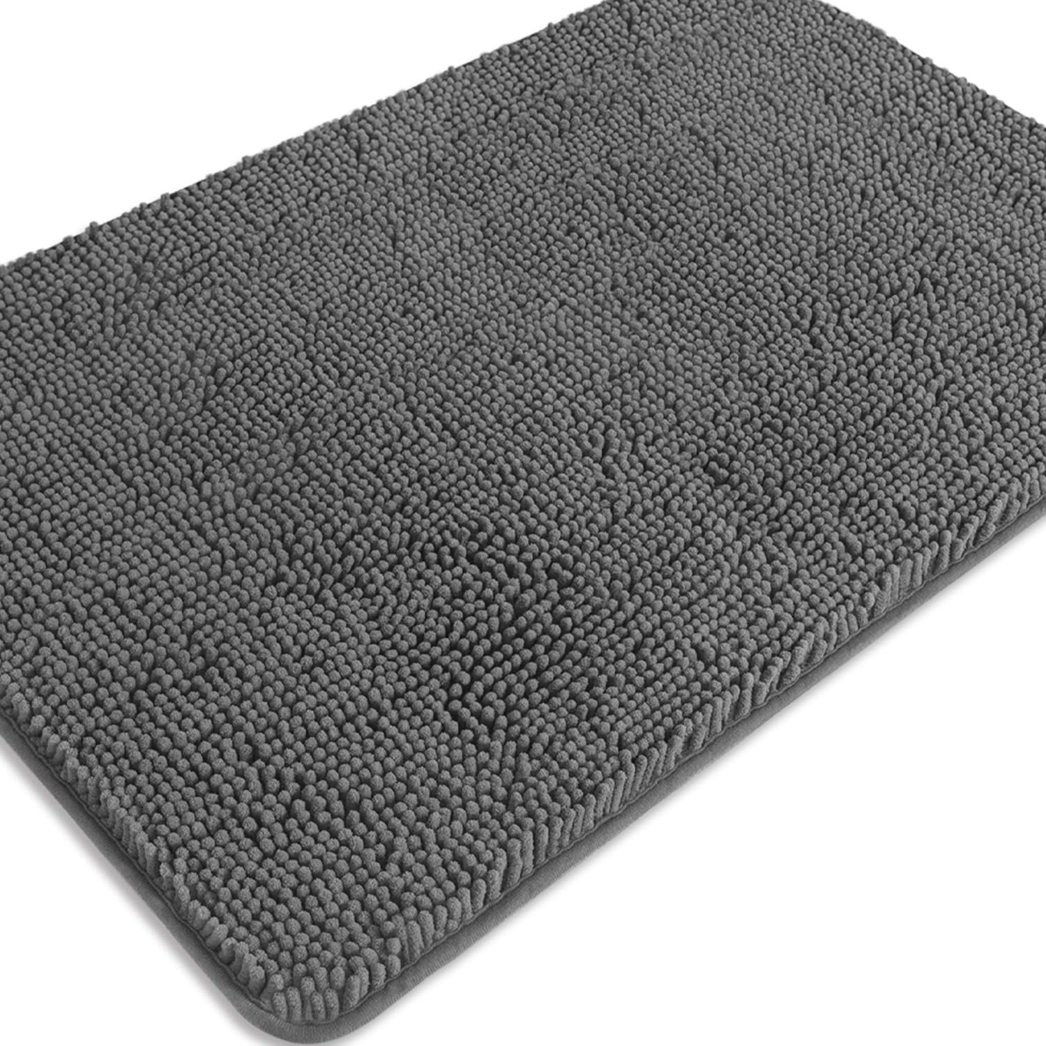 PureSwan Gray Bathroom Rugs – Absorbent and Washable Bath Mat, Non-Slip, Thick Soft Chenille Bath Rugs for Bathroom Floor, Shower, Sink - 24" x 36" — image 1