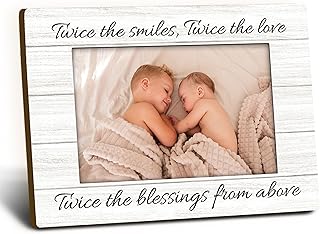 Twins Baby Items 4x6 Picture Frame, Twin Mom Gifts Wooden Picture Frame, Twins Baby