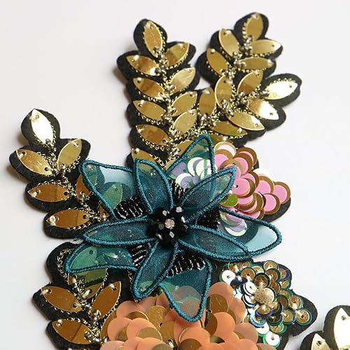 Miniatura 4 de Parches de lujo con cuentas de diamantes de imitación 3D para ropa DIY coser bordado apliques lentejuelas flores parches decoración