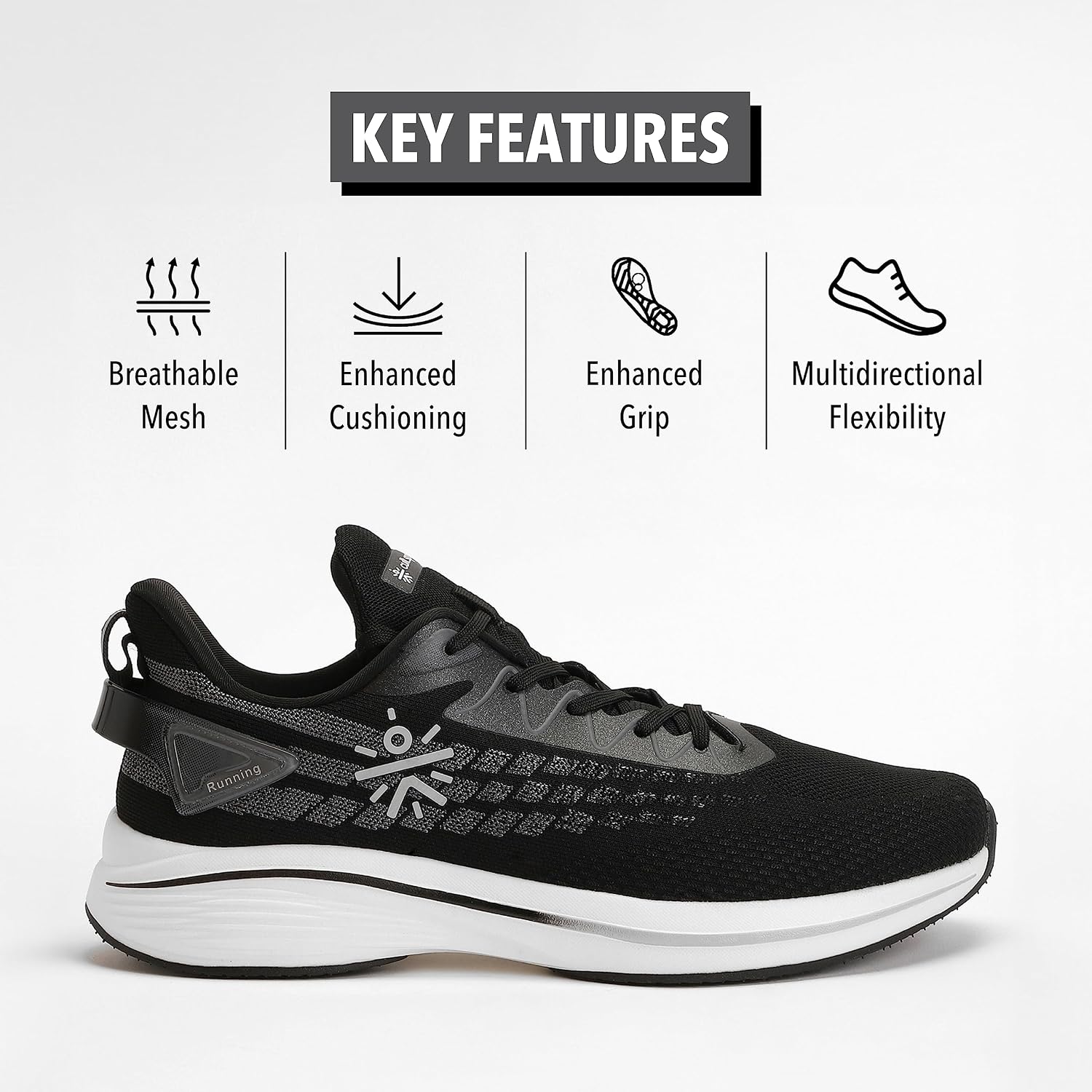 CULTSPORT Active Running Men Shoe | Lightweight | Breathable | Enhanced Cushioning & Grip (CS702259UK6_Black_UK6) image 3