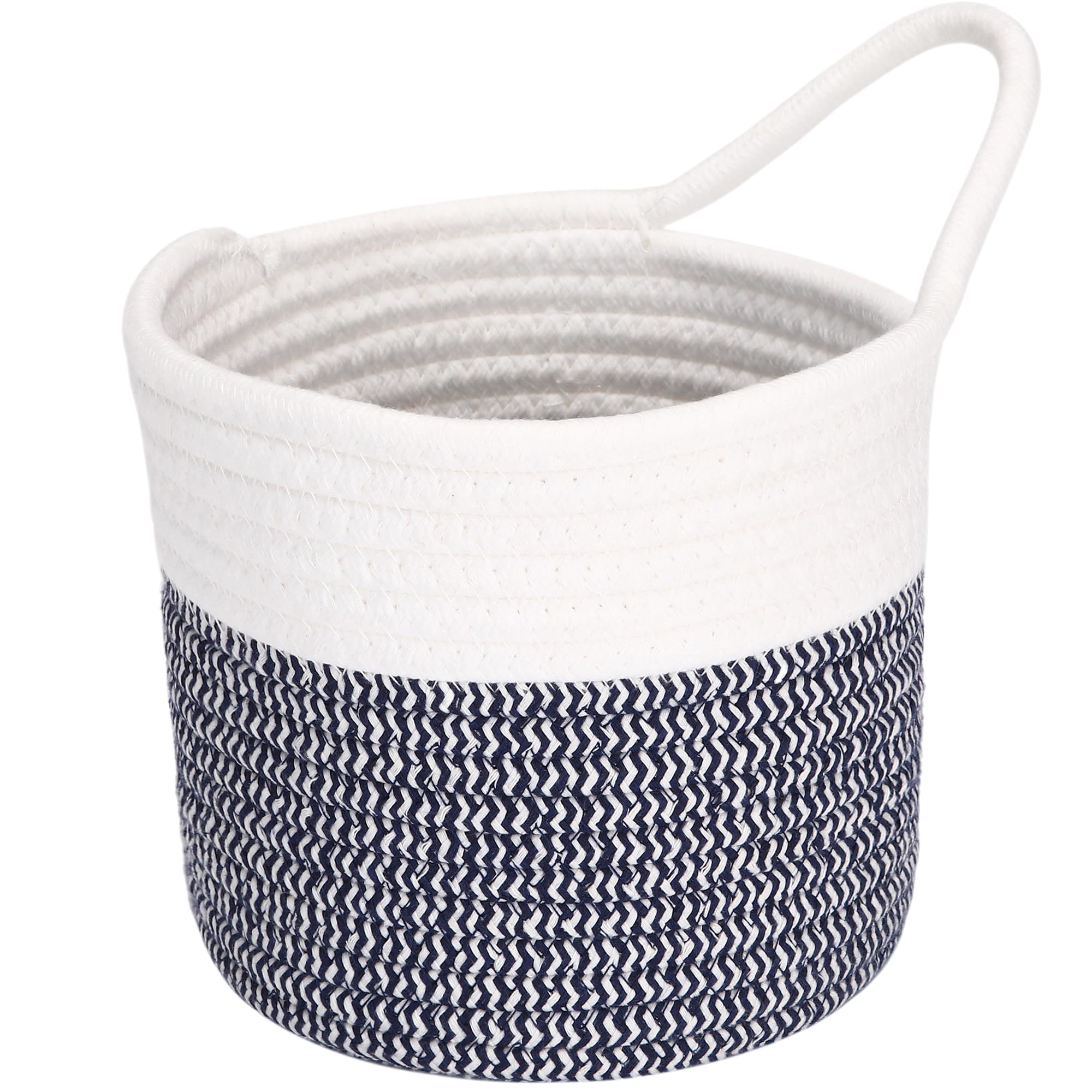 Sea Team Two Tone Woven Cotton Rope Hanging Wall Storage Basket