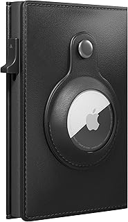 AirTag Wallet for Men - Genuine Leather Smart Air Tag Wallet RFID Blocking Tech - Minimalist Slim Credit Card Wallet with Airtag Case (No Airtag Included)