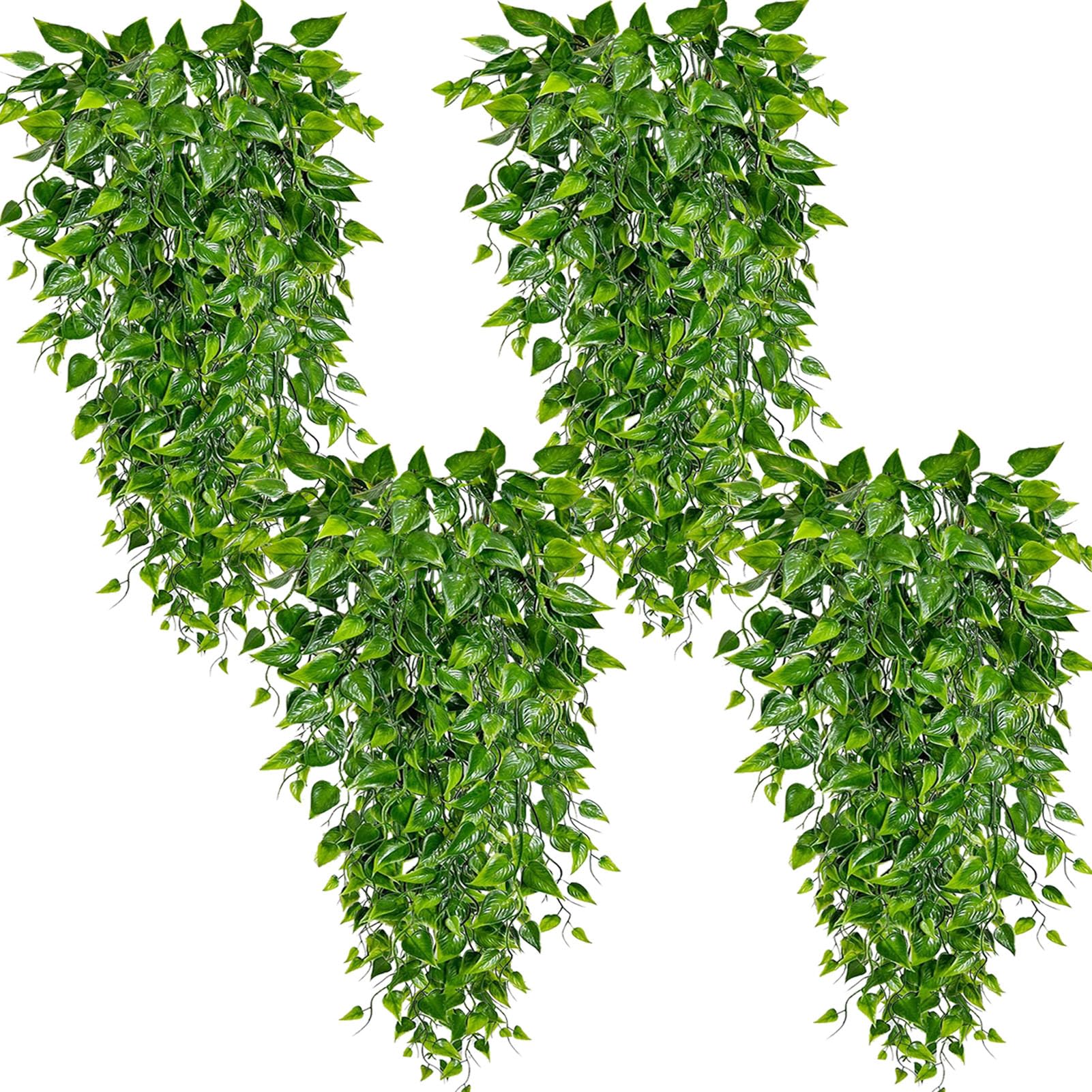 Regallop 4 Pack Artificial Hanging Plants Fake Hanging Plant Faux Hanging Eucalyptus Plants UV Resistant Plastic Plants for Indoor Outdoor Room Wall Wedding Patio Porch Decor (4 Pack green B)
