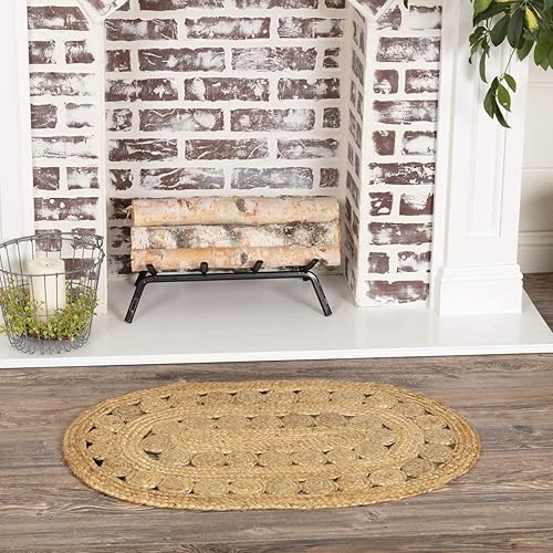 Miniatura 4 de VHC Brands Celeste Braided Jute Oval Welcome Mat Farmhouse Handwoven Boho Area Rug, 20x30