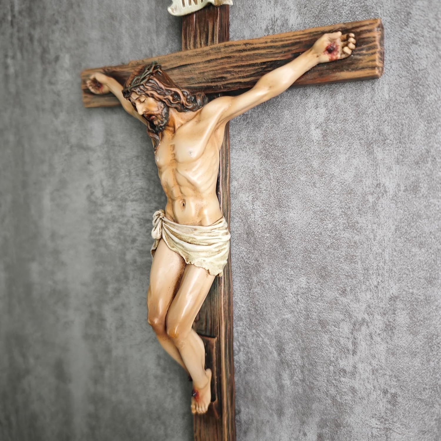 NOVACENTIX Croix murale catholique Jésus-Christ 25,4 cm Sculpture Renaissance faite à la main