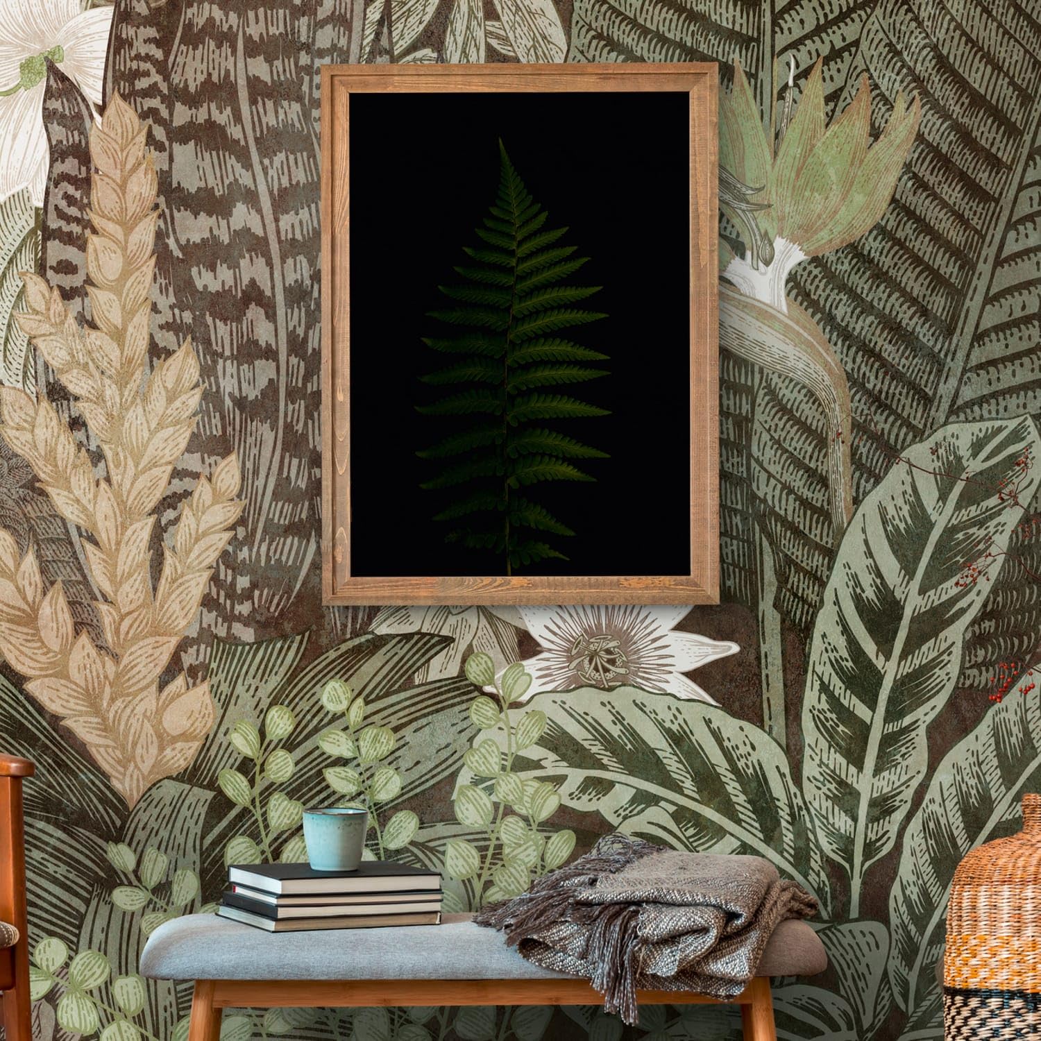Papier peint jungle intissé vert beige tapisserie panoramique chambre Profhome 382431-GU