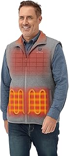 ORORO [Upgraded] Men's 4-Zone Heated Fleece Vest with Heated Collar, Lightweight Heating Vest with Battery