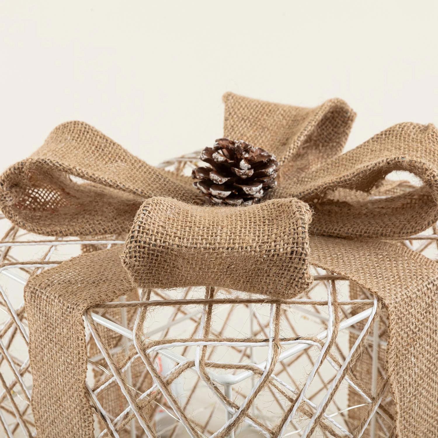 Giftbox Işıklı Dekoratif Obje 25 Cm Natural