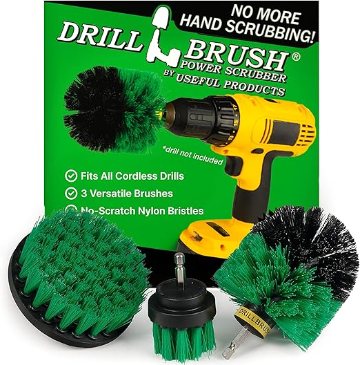 Drillbrush Green Kitchen Cleaning Drill Brushes Set - Stainless Steel/Copper Sink Cleaner – Electric/Gas Stove Cleaner – Kitchen Cabinet Scrub Brush for Drill – Air Fryer/Oven Door Cleaning Tool
